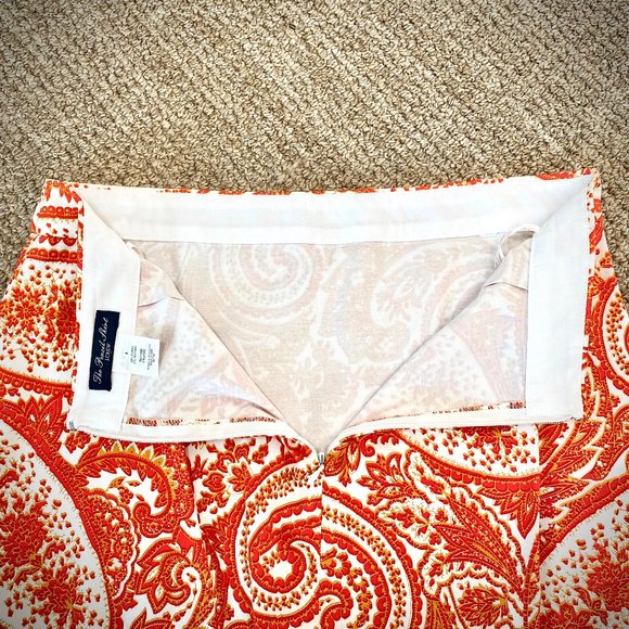 J. Crew Orange Paisley Stretch Cotton Pencil Skirt - Picture 7 of 9
